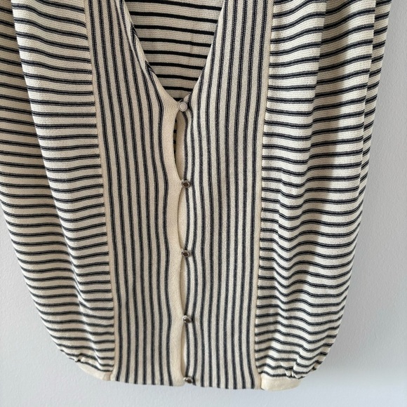 ba&sh Knit Sleeveless Shoulder Pads Top Vest Cardigan Lony Ecru & Navy Size M - Picture 8 of 10